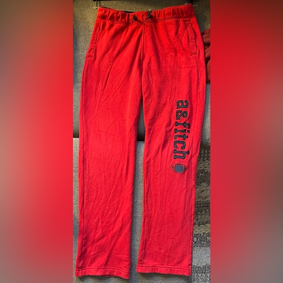 Abercrombie Kids Red Fleece Lined Sweatpants - Size 13/14 - Picture 3 of 9